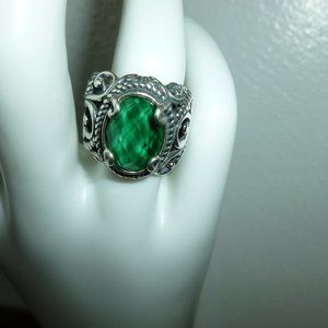Carolyn Pollack Sterling Silver Malachite Doublet Ring Size 7